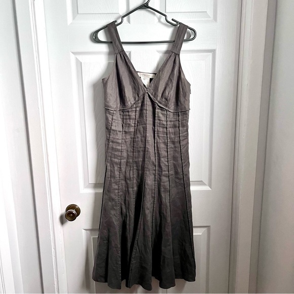 Gerard Darel Dresses & Skirts - Gerard Darel 100% Linen Dress gray Women 40 Medium sleeveless midi v neck